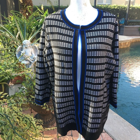  KASPER Sweaters -  KASPER  1X  OPEN FRONT LONG SLEEVE CARDIGAN